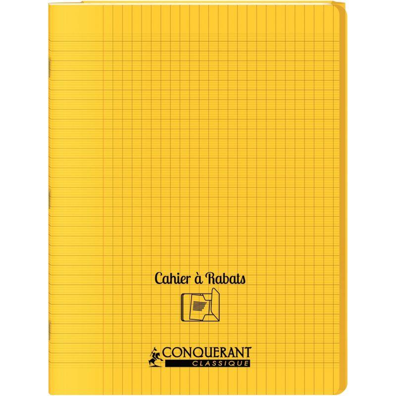 Cahier 24x32, 48 pages,seyès, couverture polypro avec 2 rabats jaune, Conquérant - Ma Rentrée Facile