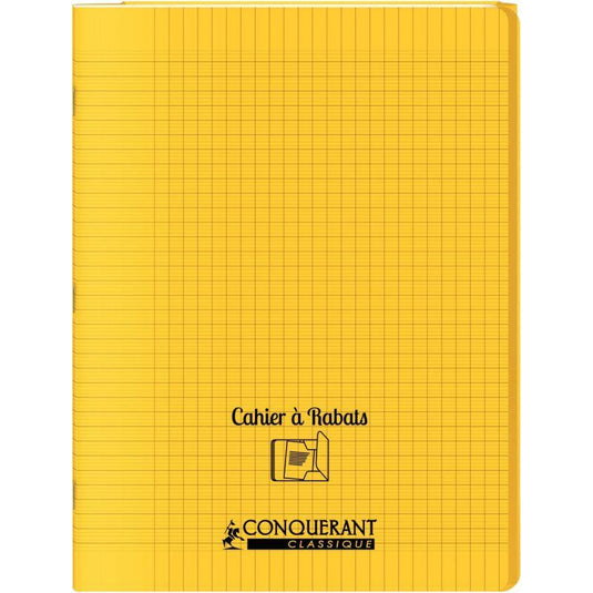 Cahier 24x32, 48 pages,seyès, couverture polypro avec 2 rabats jaune, Conquérant - Ma Rentrée Facile