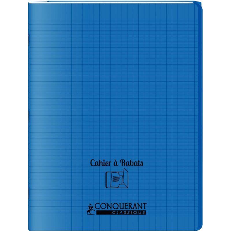 Cahier 24x32, 96 pages,seyès, couverture polypro avec 2 rabats bleu, Conquérant - Ma Rentrée Facile