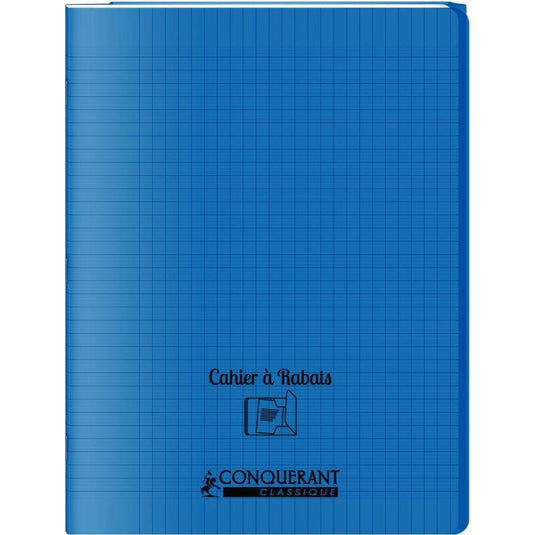 Cahier 24x32, 96 pages,seyès, couverture polypro avec 2 rabats bleu, Conquérant - Ma Rentrée Facile