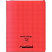 Cahier 24x32, 96 pages,seyès, couverture polypro avec 2 rabats rouge, Conquérant - Ma Rentrée Facile