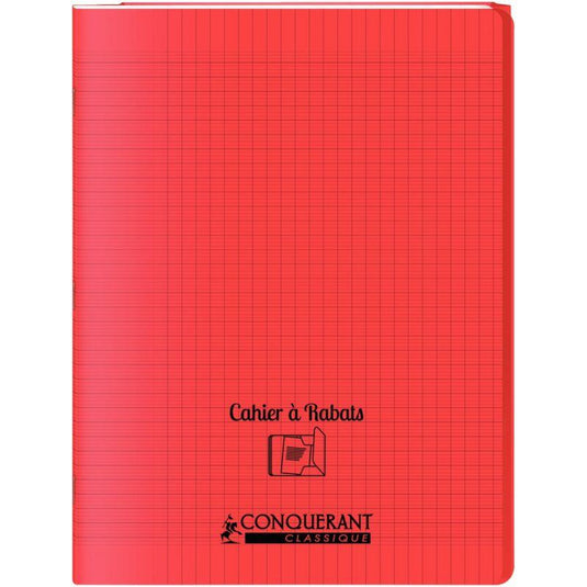 Cahier 24x32, 96 pages,seyès, couverture polypro avec 2 rabats rouge, Conquérant - Ma Rentrée Facile