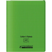 Cahier 24x32, 96 pages,seyès, couverture polypro avec 2 rabats vert, Conquérant - Ma Rentrée Facile