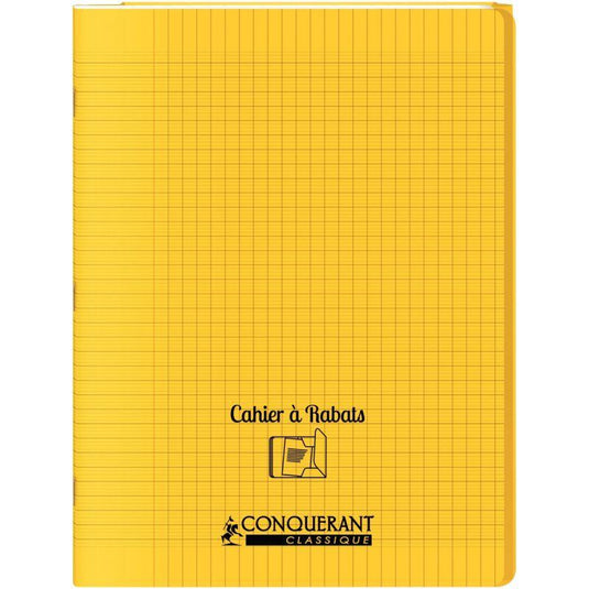 Cahier 24x32, 96 pages,seyès, couverture polypro avec 2 rabats jaune, Conquérant - Ma Rentrée Facile