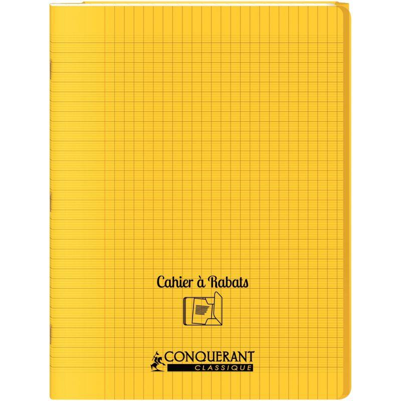 Cahier 24x32, 96 pages,seyès, couverture polypro avec 2 rabats jaune, Conquérant - Ma Rentrée Facile