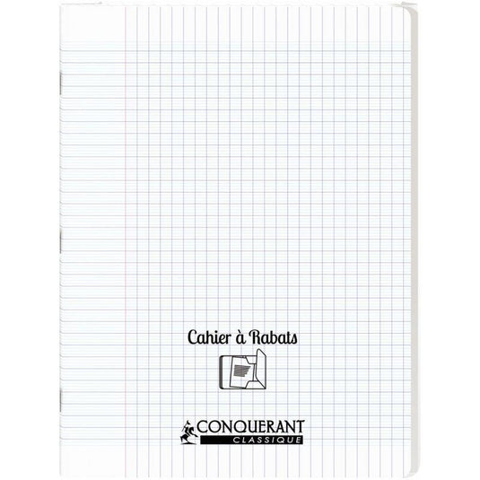 Cahier 24x32, 96 pages,seyès, couverture polypro avec 2 rabats incolore, Conquérant - Ma Rentrée Facile