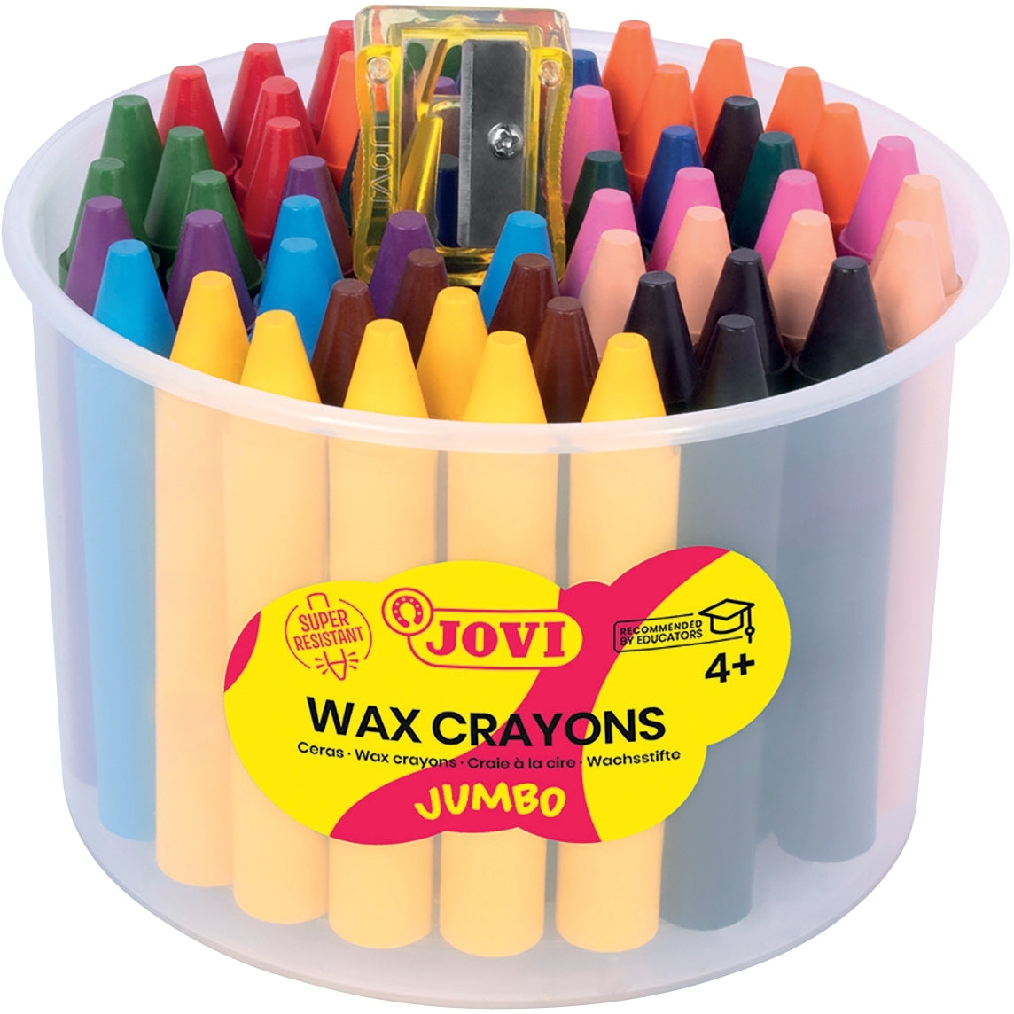 Pot de 60 crayons à la cire + taille crayon Jovi