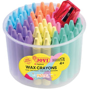Pot de 60 crayons à la cire pastel + taille-crayons Jovi