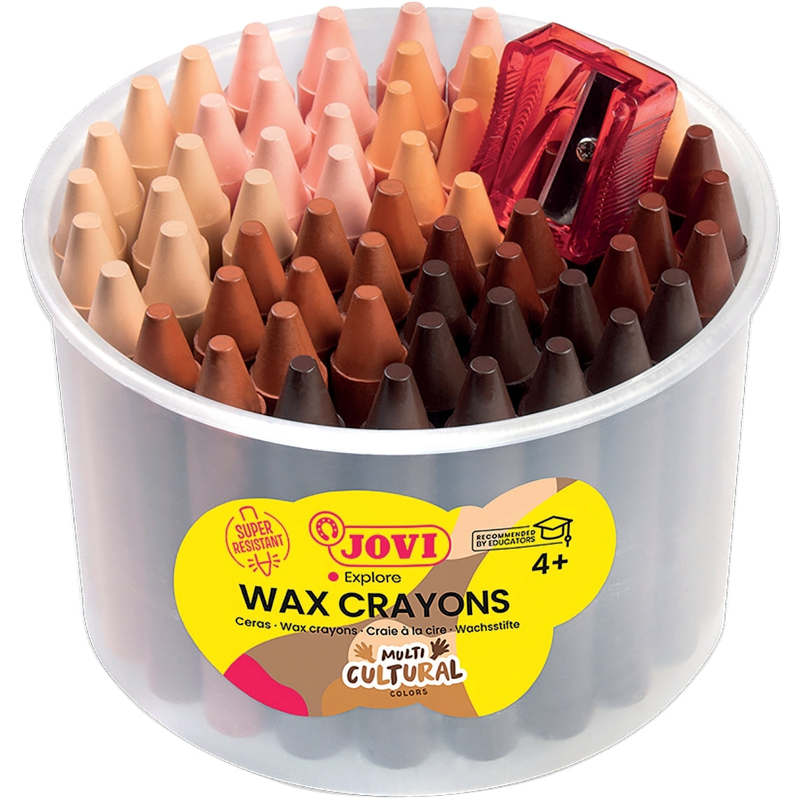 Pot de 60 crayons à la cire ton peau + taille-crayon Jovi