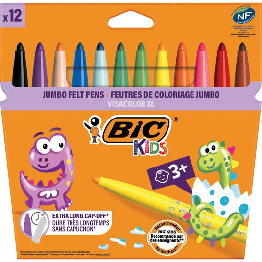 Pochette de 12 feutres pointe extra large Bic Kids Visacolor XL