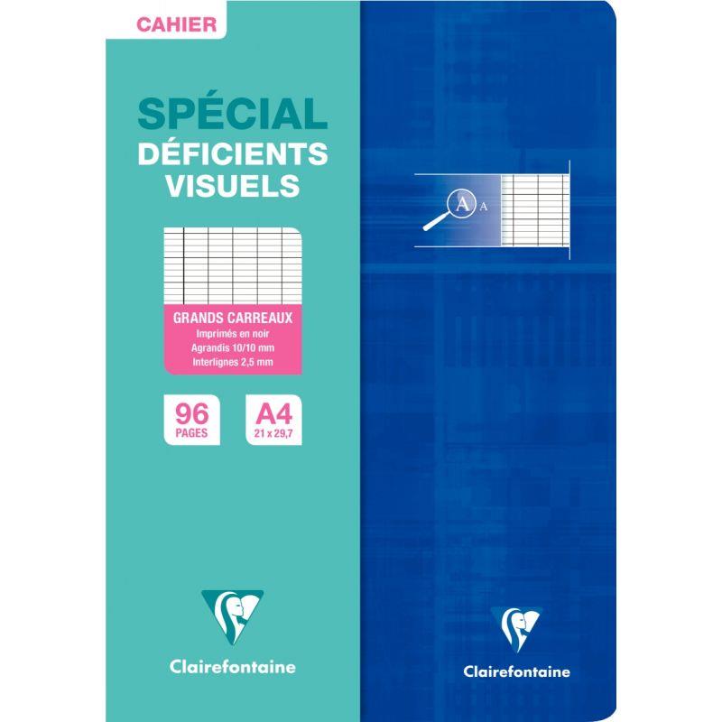 Cahier déficient visuel 21x29,7cm, 96 pages, seyès 2,5mm agrandi 10/10, 90g