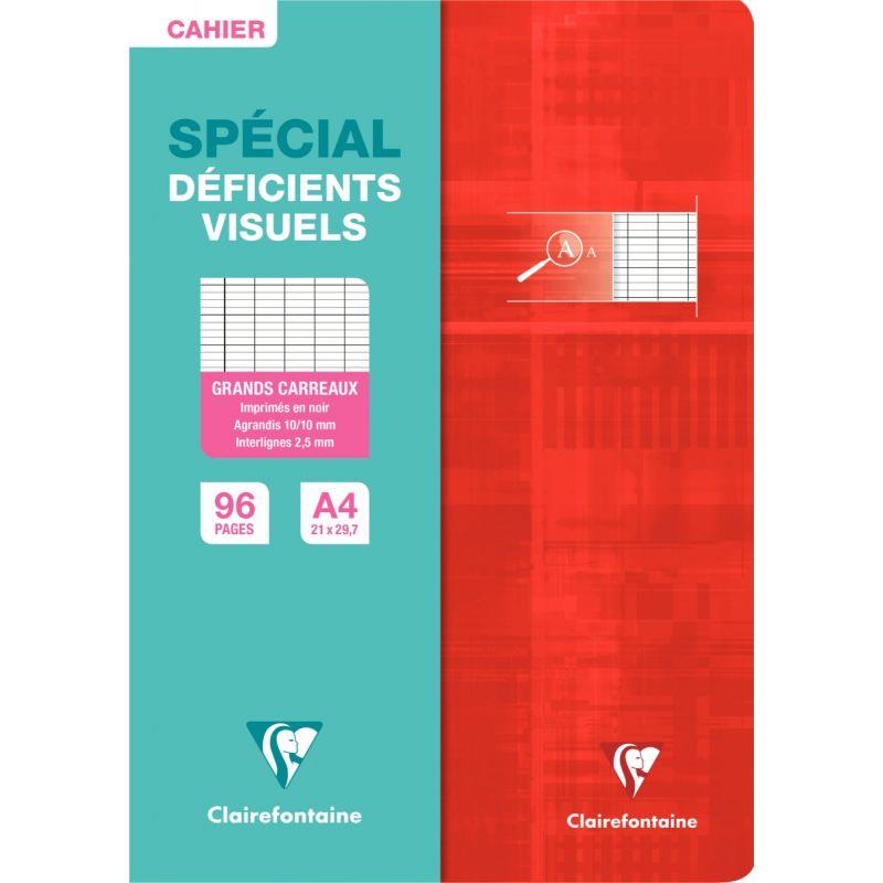 Cahier déficient visuel 21x29,7cm, 96 pages, seyès 2,5mm agrandi 10/10, 90g