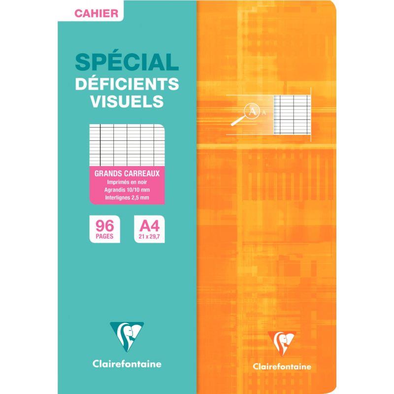 Cahier déficient visuel 21x29,7cm, 96 pages, seyès 2,5mm agrandi 10/10, 90g