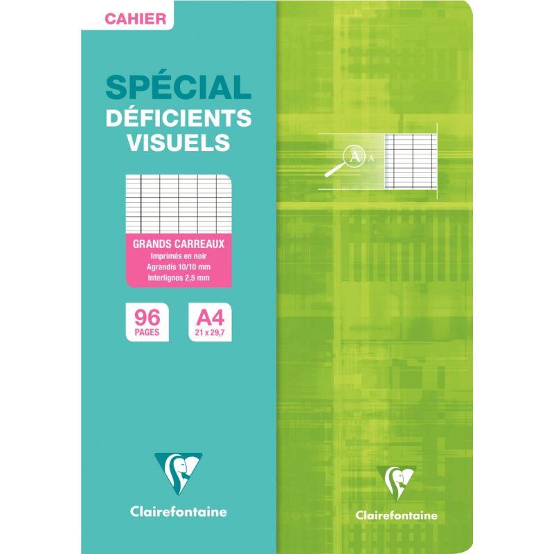 Cahier déficient visuel 21x29,7cm, 96 pages, seyès 2,5mm agrandi 10/10, 90g