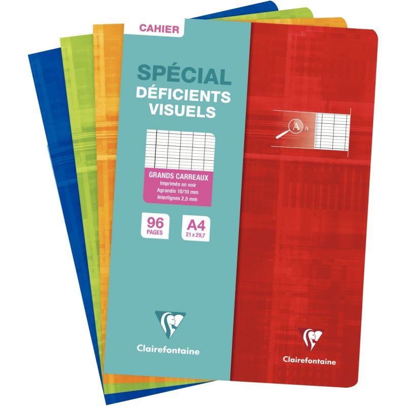 Cahier déficient visuel 21x29,7cm, 96 pages, seyès 2,5mm agrandi 10/10, 90g