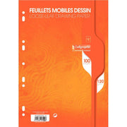 50 feuillets mobiles dessin (100 pages) format 21x29,7 cm 120g uni blanc, Calligraphe - Ma Rentrée Facile