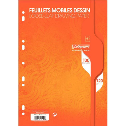 50 feuillets mobiles dessin (100 pages) format 21x29,7 cm 120g uni blanc, Calligraphe - Ma Rentrée Facile