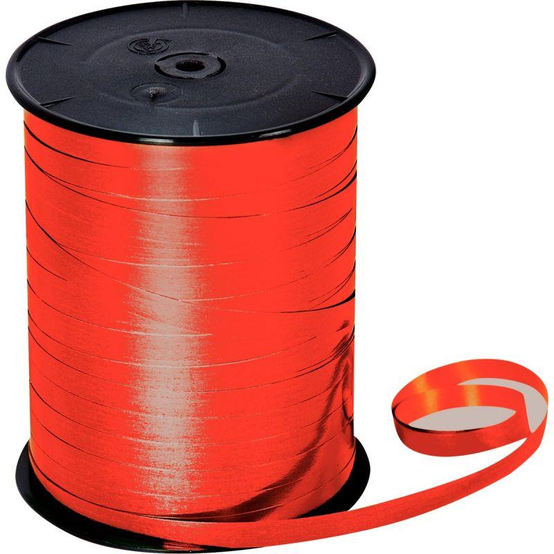 Bobine de 250m/7mm de bolduc lisse rouge métallisé