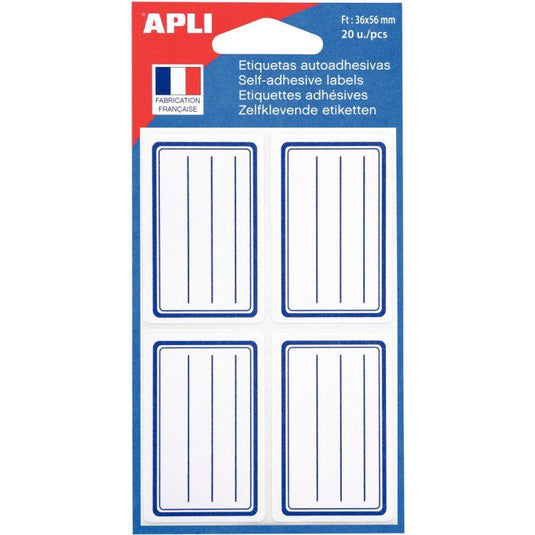 Blister de 20 étiquettes adhésives blanches format 56x36 mm - Ma Rentrée Facile