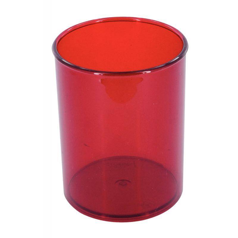 Pot à crayons rouge transparent - Ma Rentrée Facile