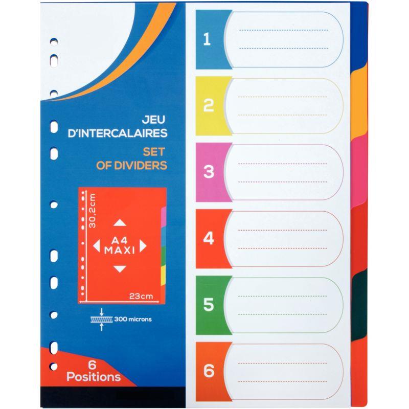 Intercalaires plastique 6 touches A4+ - Ma Rentrée Facile