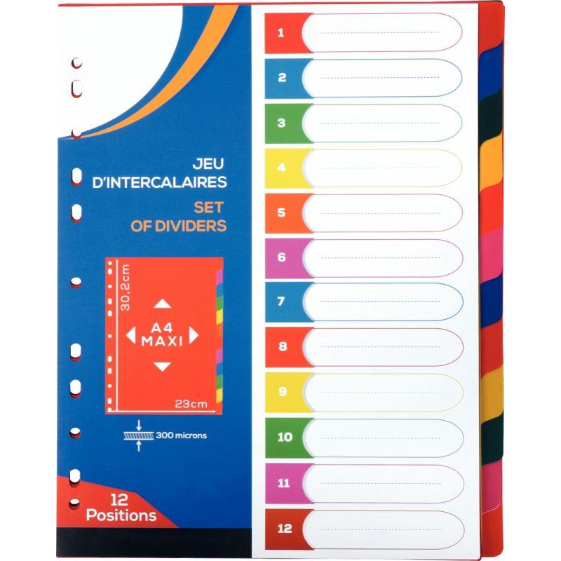 Intercalaires plastique 12 touches A4+ - Ma Rentrée Facile