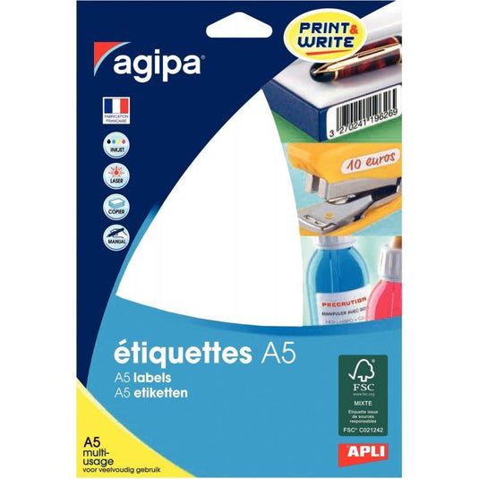 Etui de 96 étiquettes de bureau blanches, format 45x80 mm - Ma Rentrée Facile
