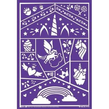 Lot de 4 planches de pochoirs de maquillage assorties : indiens, fées, licornes et halloween - Ma Rentrée Facile