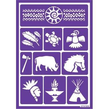 Lot de 4 planches de pochoirs de maquillage assorties : indiens, fées, licornes et halloween - Ma Rentrée Facile