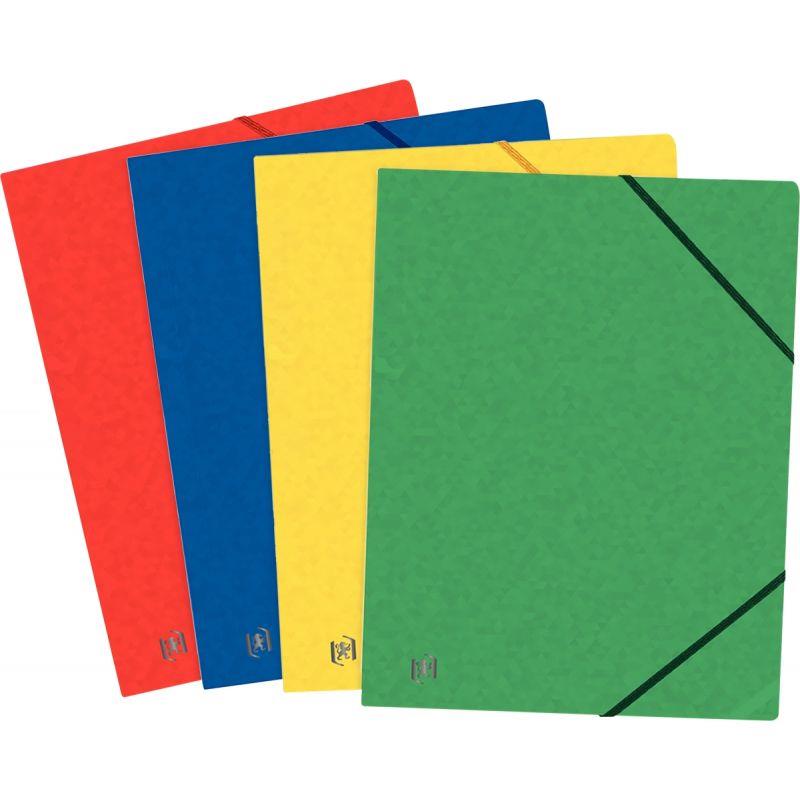 Chemise cartonnée 3 rabats à élastiques 17x22 cm OXFORD coloris aléatoires - Ma Rentrée Facile