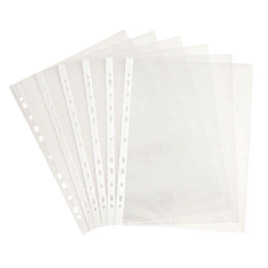100 pochettes plastiques perforées 5/100ème 21x29,7 aspect grainé - Ma Rentrée Facile