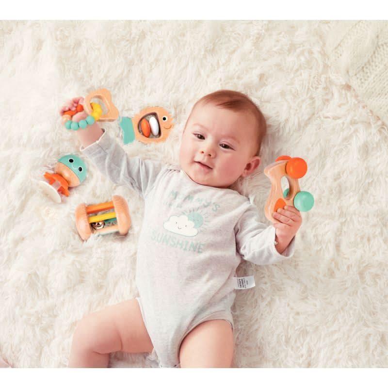 Coffret de 5 hochets sensoriels en bois - Ma Rentrée Facile