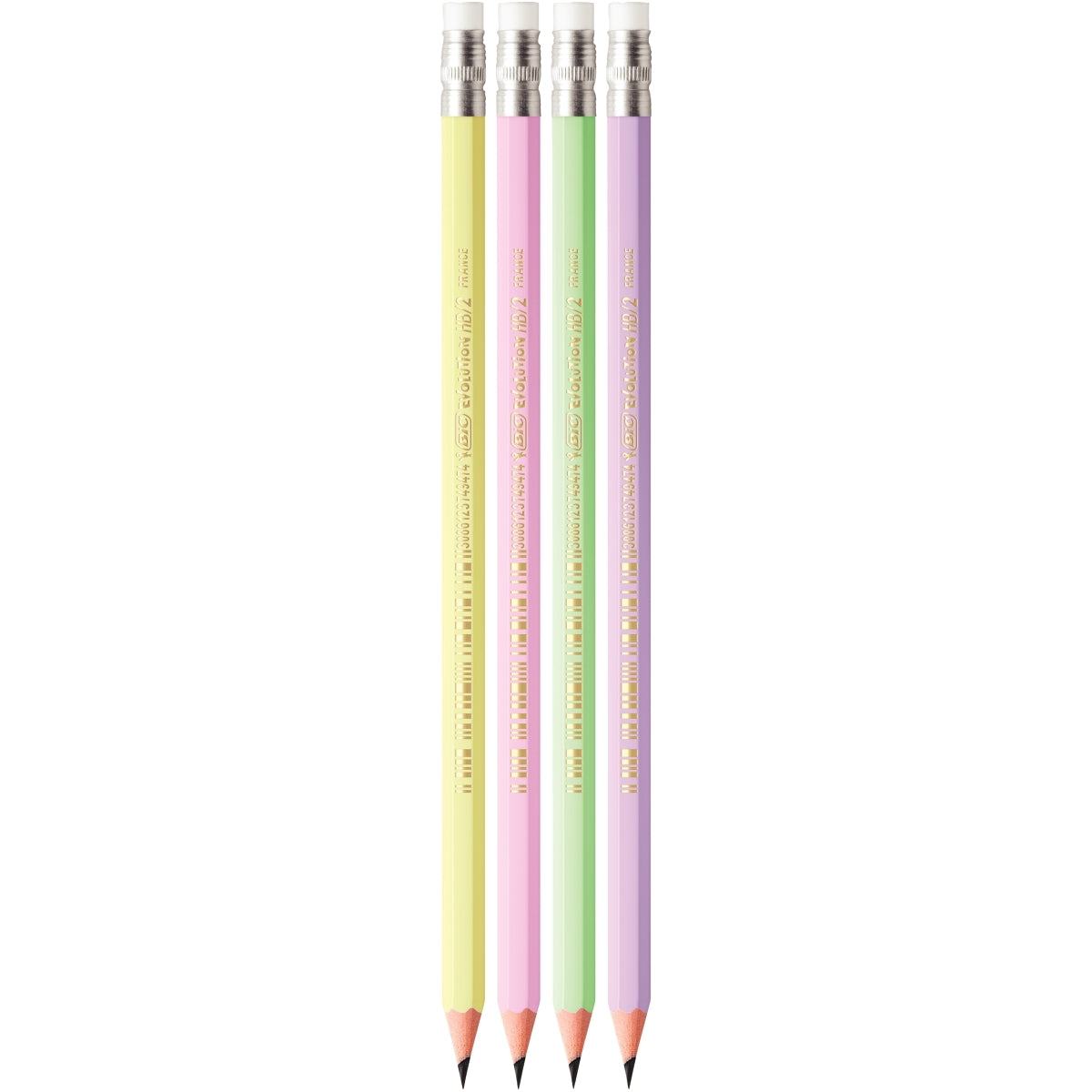 Boîte de 12 crayons graphite BIC Évolution HB, pastel, coloris assortis