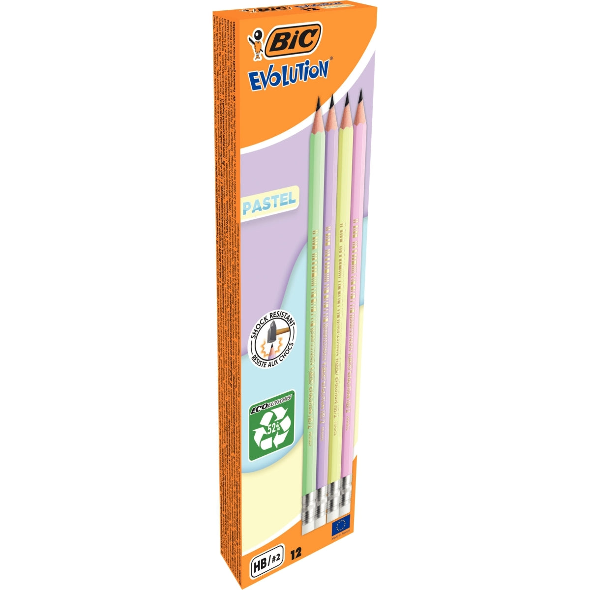 Boîte de 12 crayons graphite BIC Évolution HB, pastel, coloris assortis