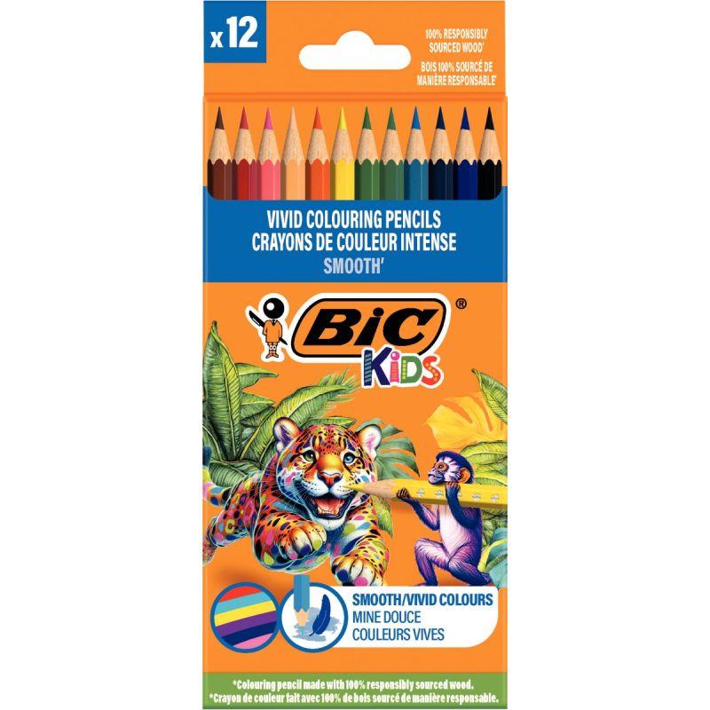 Etui de 12 crayons de couleur Bic Smooth assortis - Ma Rentrée Facile