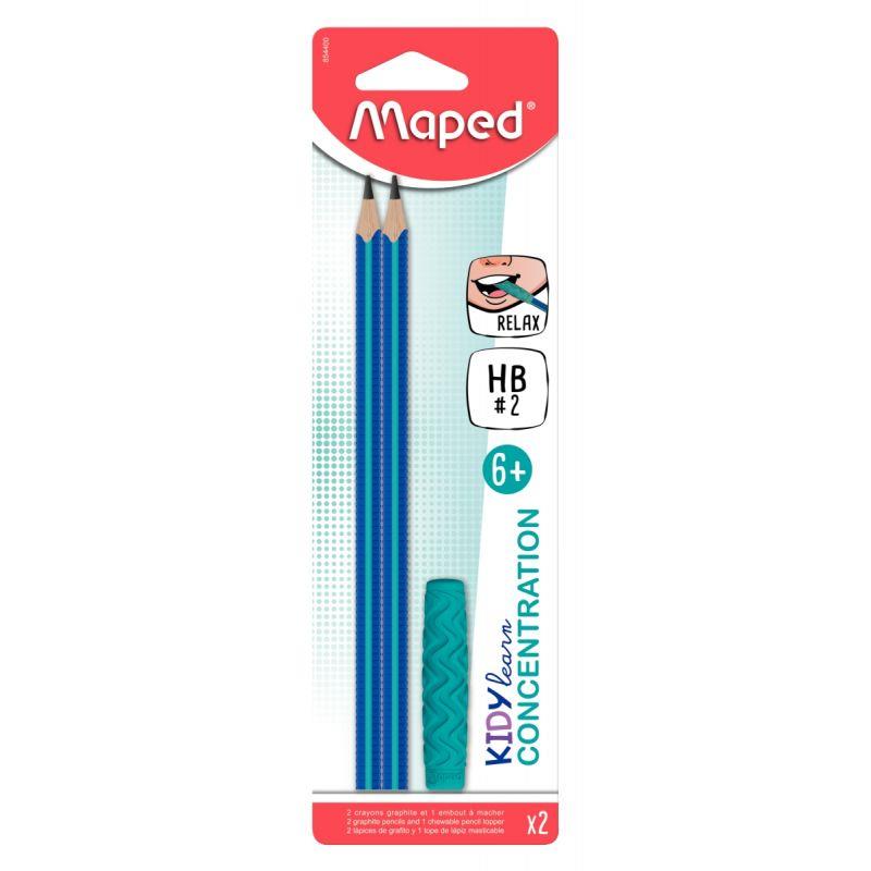 Blister de 2 crayons graphite HB Maped KIDY Learn embout relax