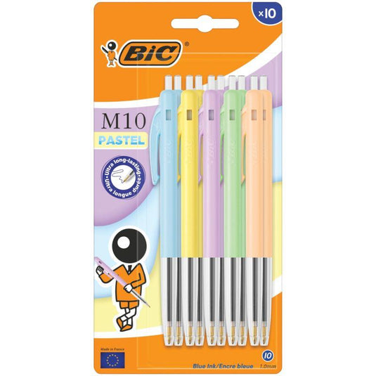 Blister de 10 stylos bille M10 pastel assortis