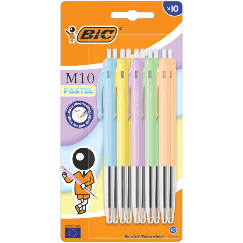 Blister de 10 stylos bille M10 pastel assortis