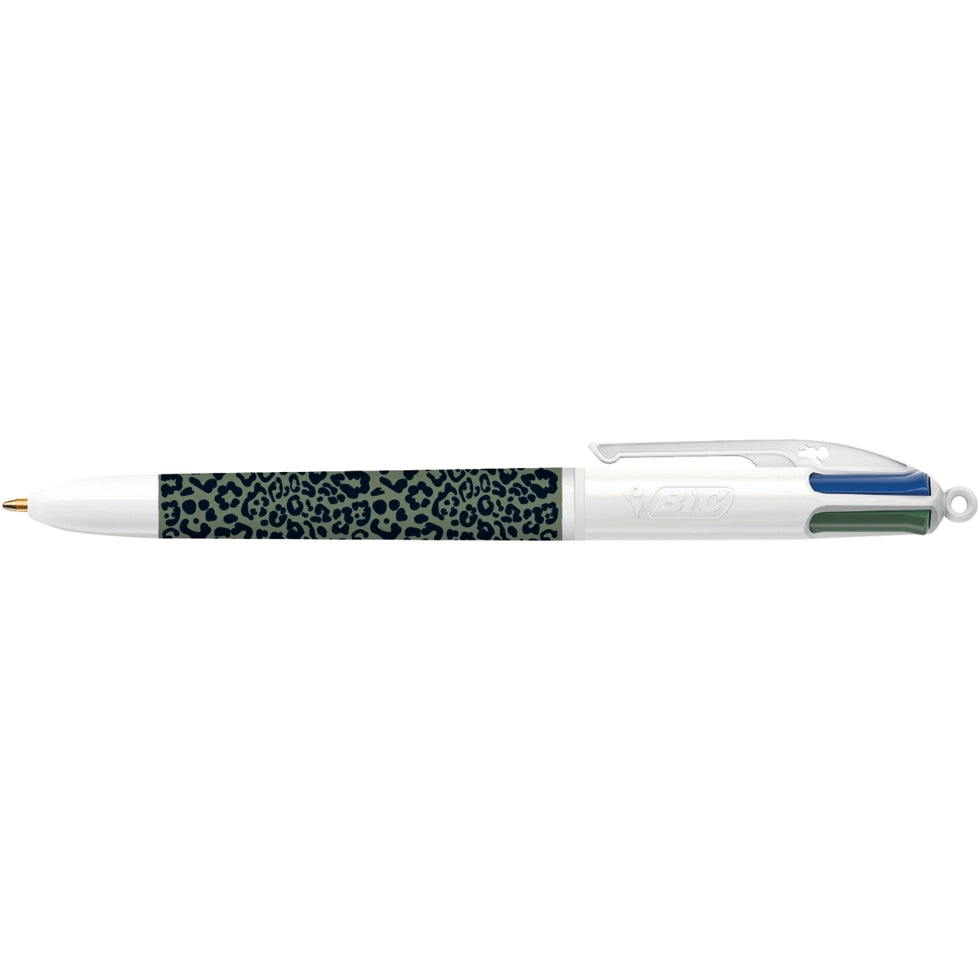 Boîte de 12 stylos bille BIC 4 couleurs pointe moyenne Léopard assorti ...