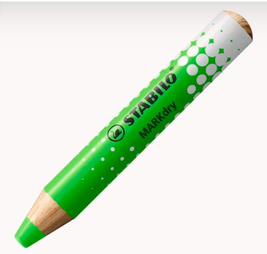 Etui de 4 crayons de couleur Stabilo Markdry fluo + 1 chiffonnette + taille-crayons