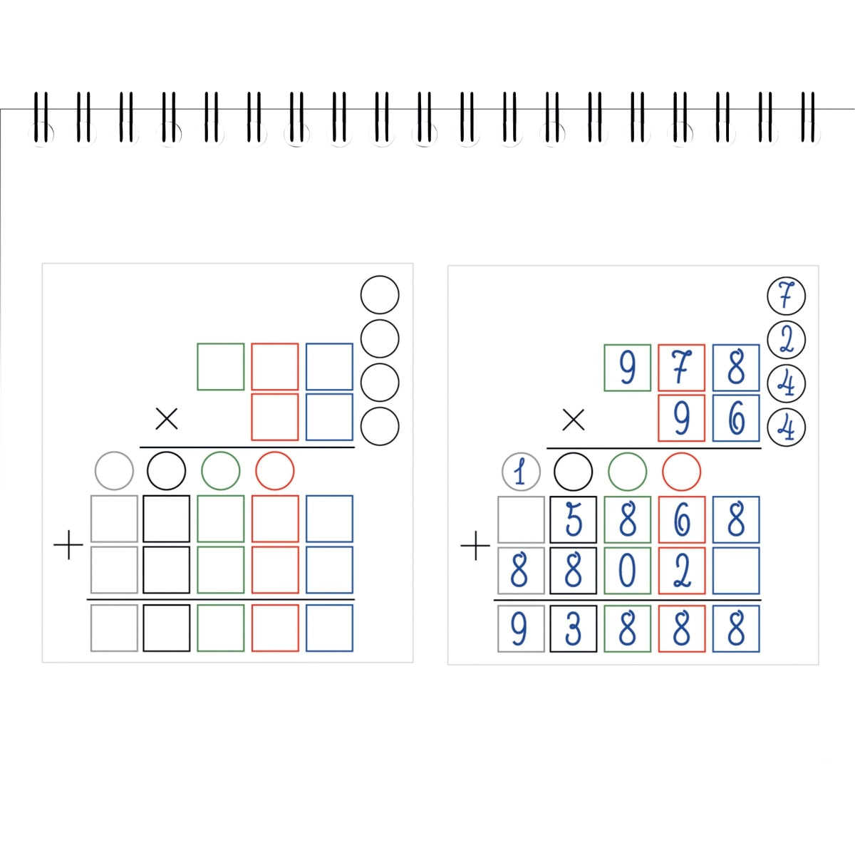 Bloc de gabarits de multiplications, 80 étiquettes, Oxford Serdopile