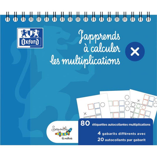 Bloc de gabarits de multiplications, 80 étiquettes, Oxford Serdopile