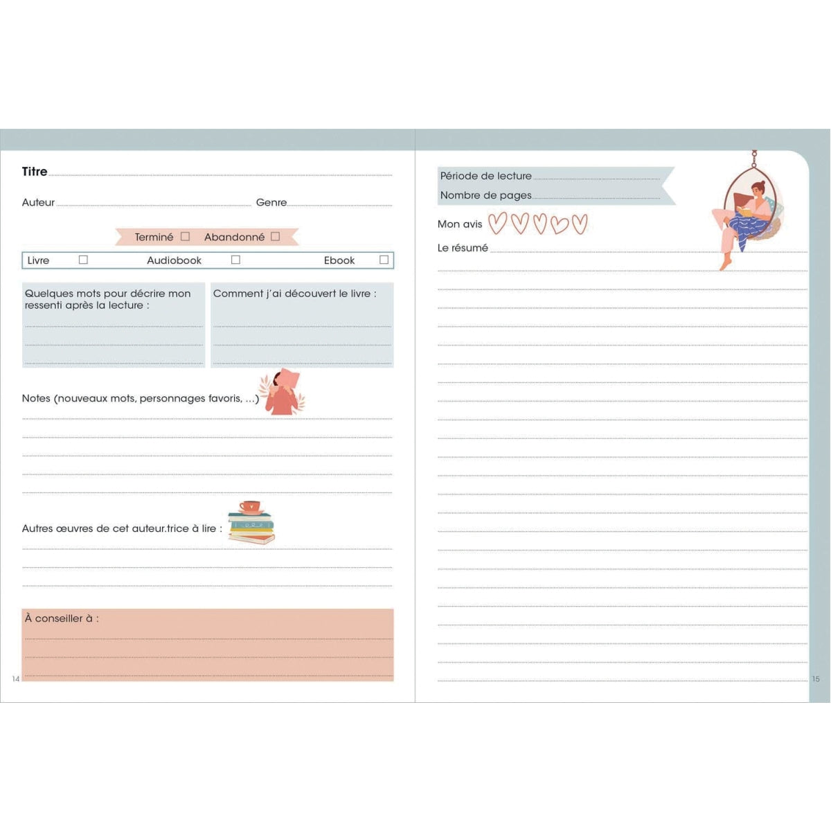 Carnet de lecture motif livres Quo Vadis