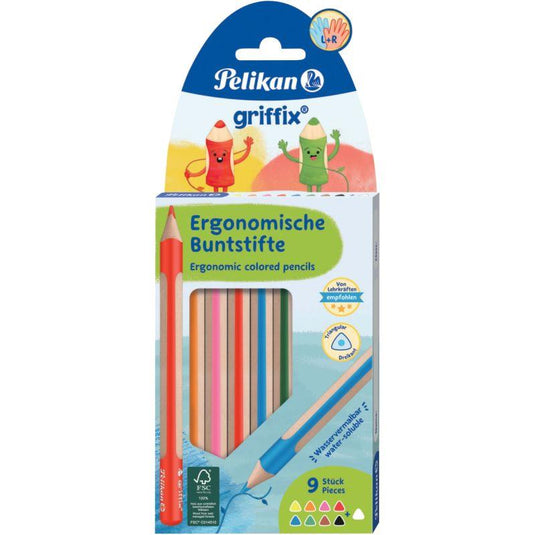 Etui de 9 crayons de couleurs Pelikan griffix assortis