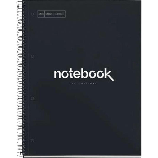 Cahier à spirale Notebook MIQUELRIUS, A4, 160 pages, 5x5, 90g, perforé noir