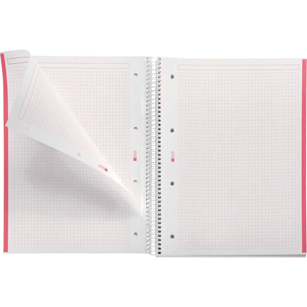Cahier à spirale Notebook MIQUELRIUS, A4, 160 pages, 5x5, 90g, perforé rouge