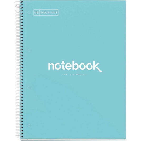 Cahier à spirale Notebook MIQUELRIUS, A4, 160 pages, 5x5, 90g, perforé bleu ciel