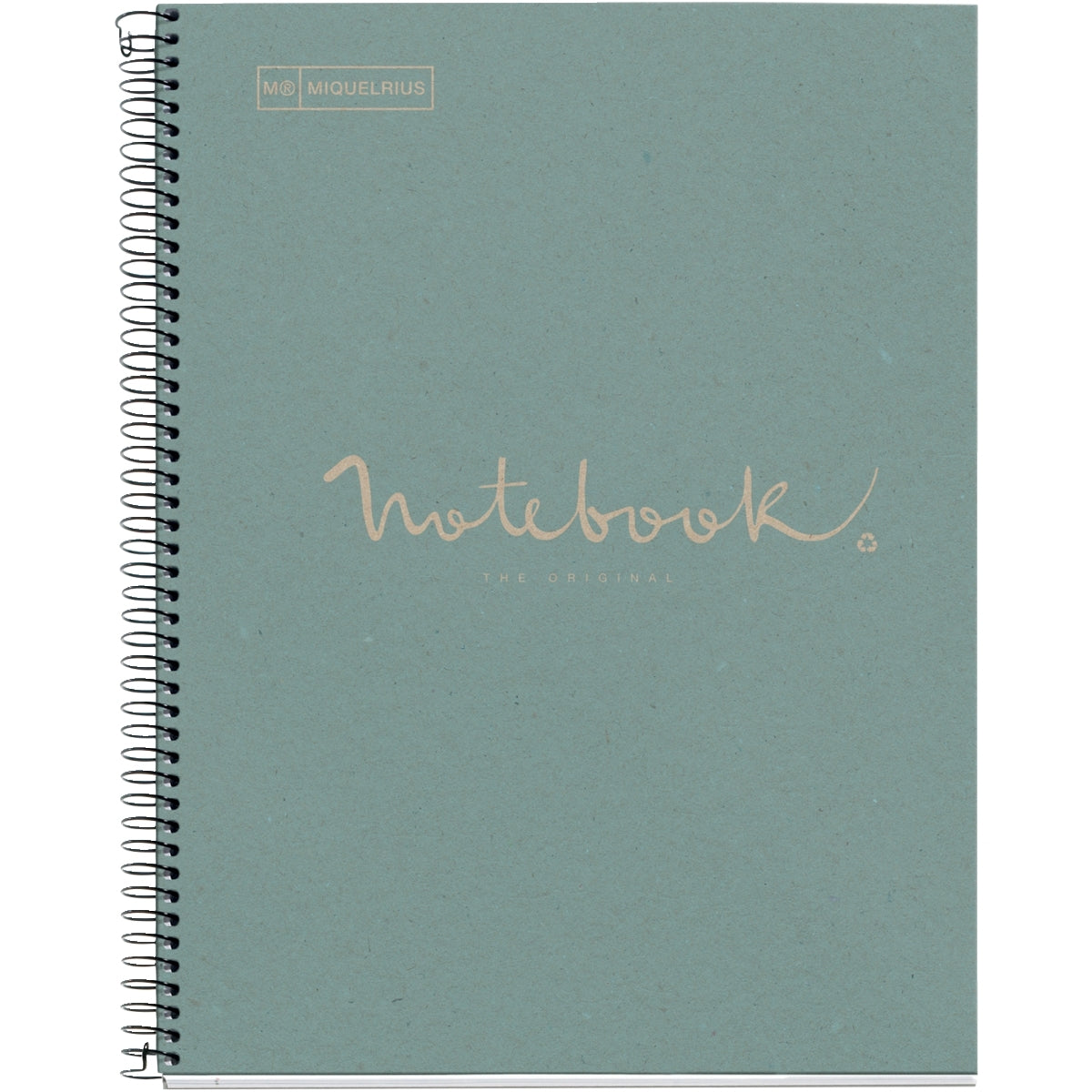Cahier à spirale recyclé Notebook MIQUELRIUS, A4, 160 pages, 5x5, 90g, perforé bleu