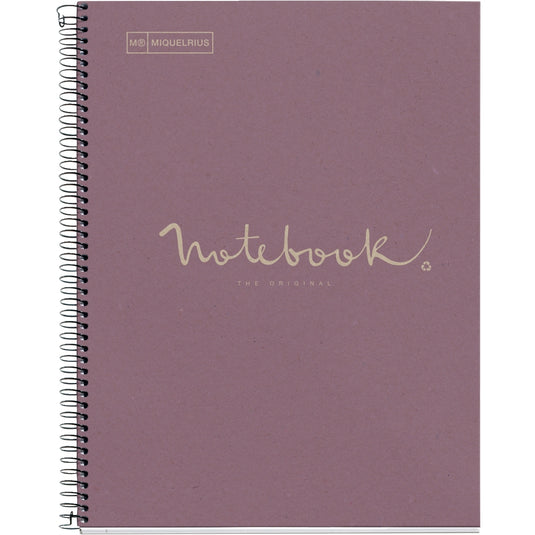 Cahier à spirale recyclé Notebook MIQUELRIUS, A4, 160 pages, 5x5, 90g, perforé lavande