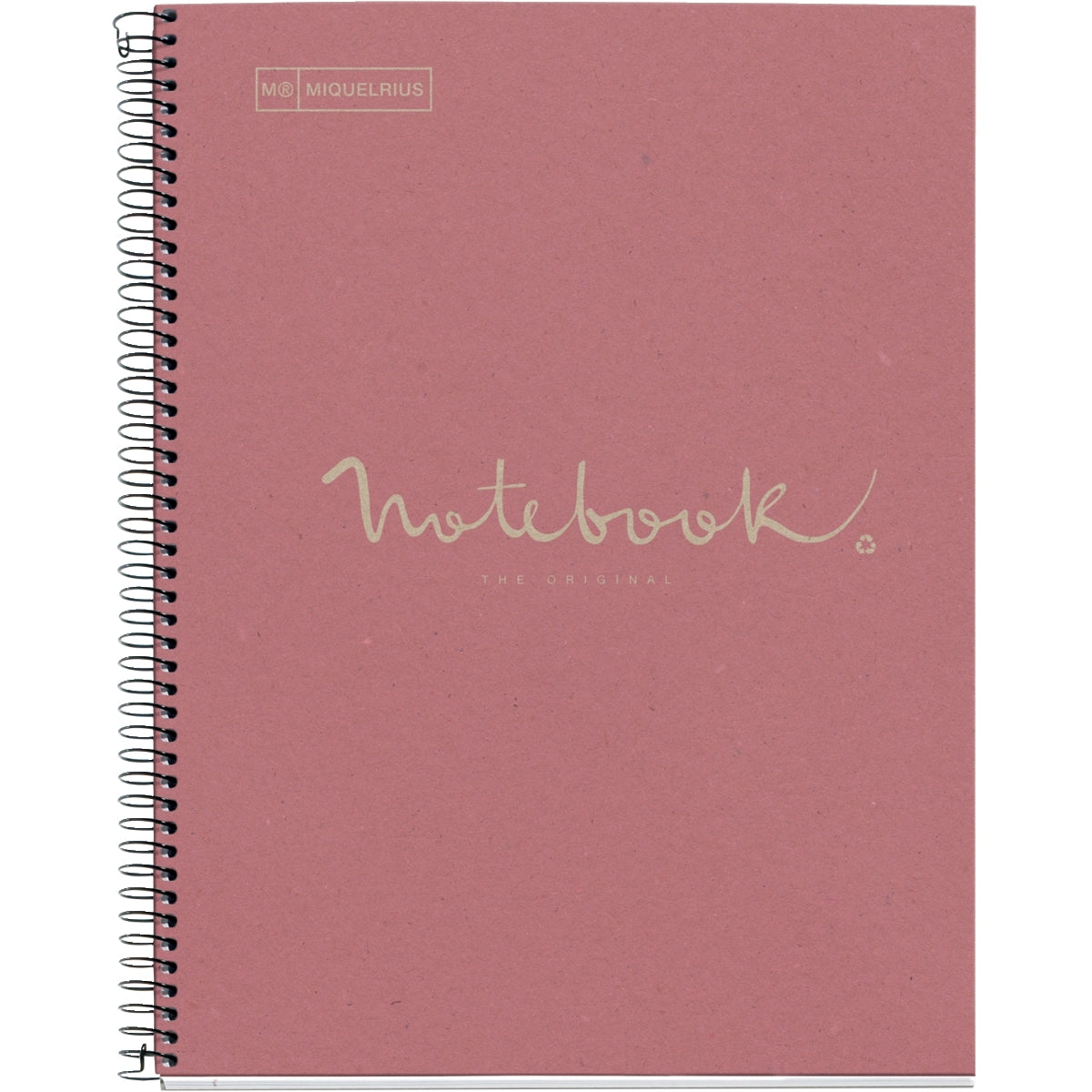 Cahier à spirale recyclé Notebook MIQUELRIUS, A4, 160 pages, 5x5, 90g, perforé rose